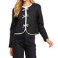 Tcec - Quilted Long Sleeve Accented Bow Jacket