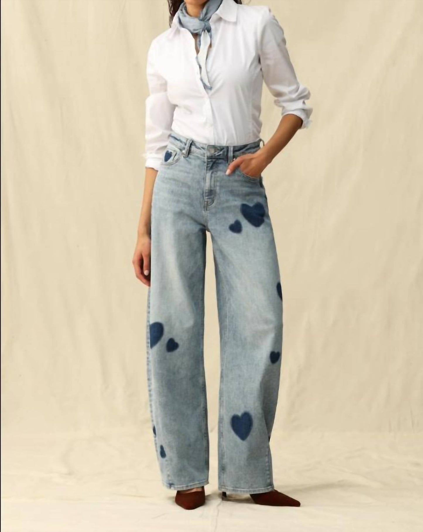 Bayeas - Women's Rosalind Heart Detail High Rise Barrel Jeans