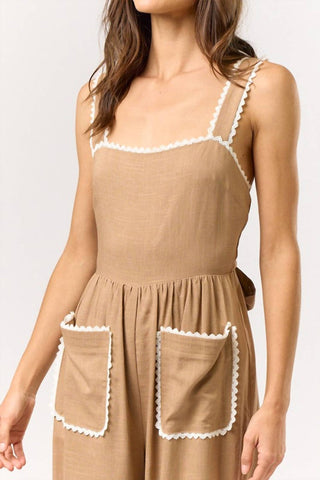 Lalavon - Laid-Back Charm Lace Trim Jumpsuit