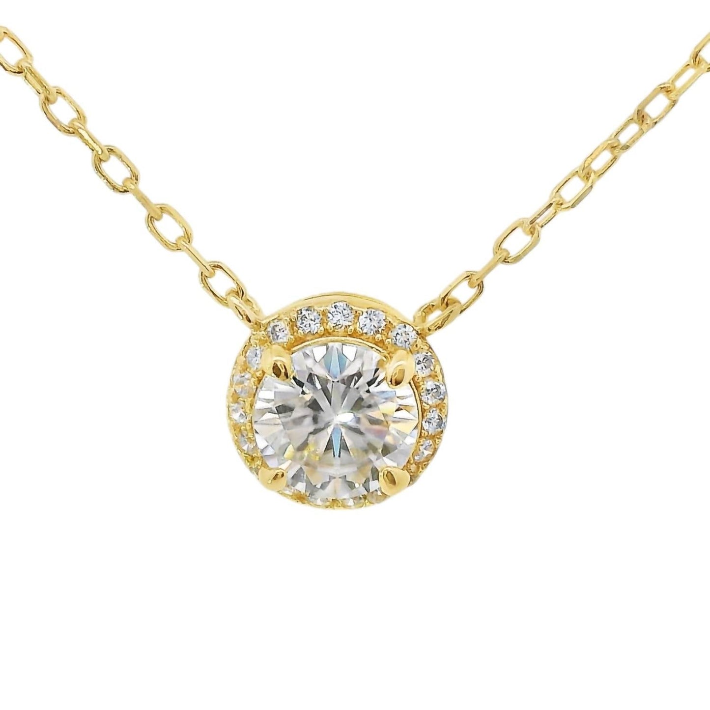 Allyanna Gifts - Women's Round Moissanite With Halo Necklace