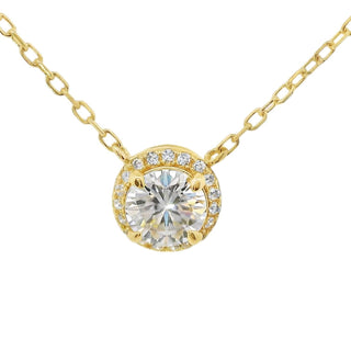 Allyanna Gifts - Women's Round Moissanite With Halo Necklace