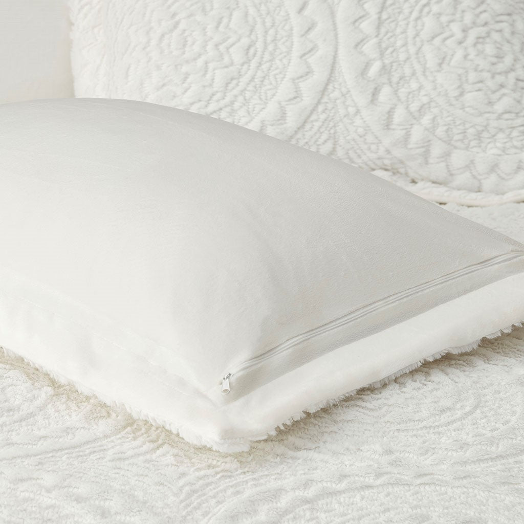 King/Cal King Embroidered Medallion Faux Fur Comforter Mini Set