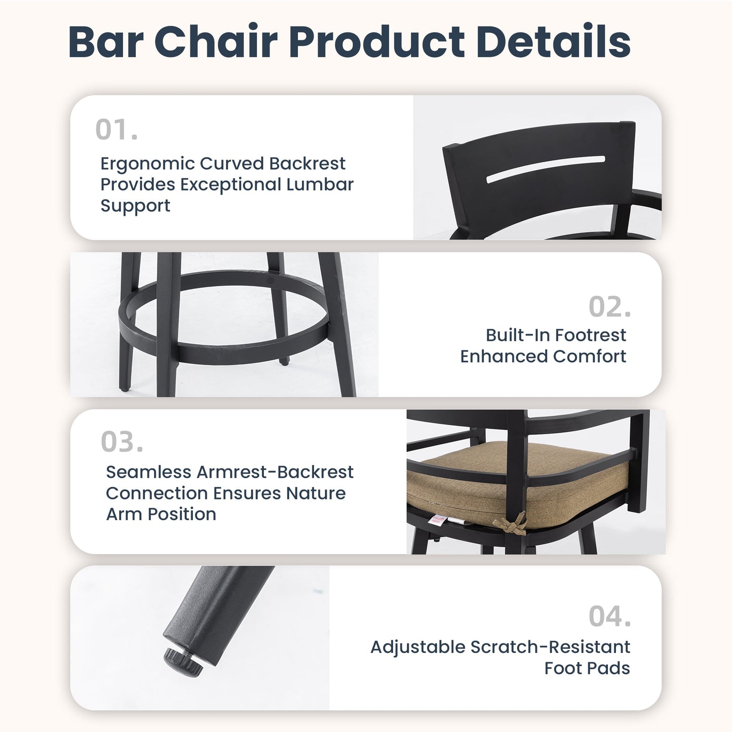 Modern Outdoor 2-Piece Swivel Bar Chairs