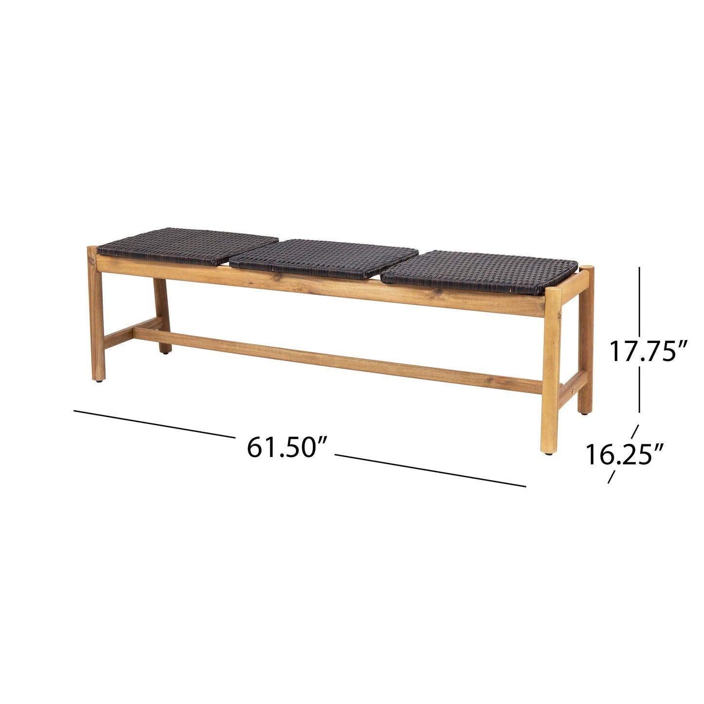 Cambria Rustic 3-Seater Outdoor Bench with Teak Finish