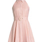 Veronica Beard - Beau Belted Linen Halter Minidress