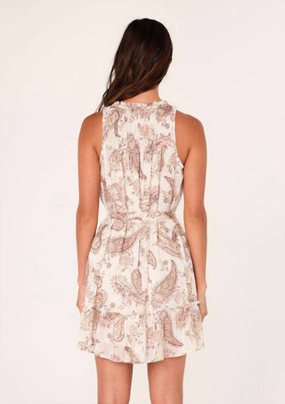 Lovestitch - Metallic Sleeveless Smocked Belted Mini Dress