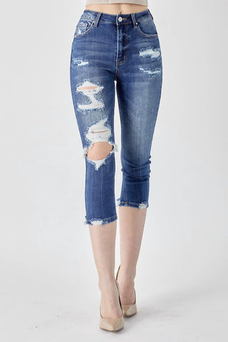 Risen - High-Rise Distressed Capri