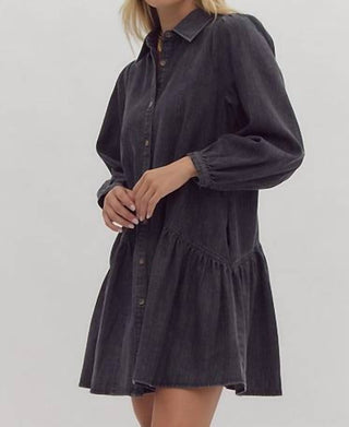 Entro - Denim Ruffled Mini Dress