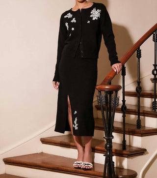 Fifteen Twenty - Brett Embellished Sweater Midi Skirt