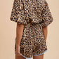 Anniewear - Lace Trimmed Leopard Print Button Down Romper
