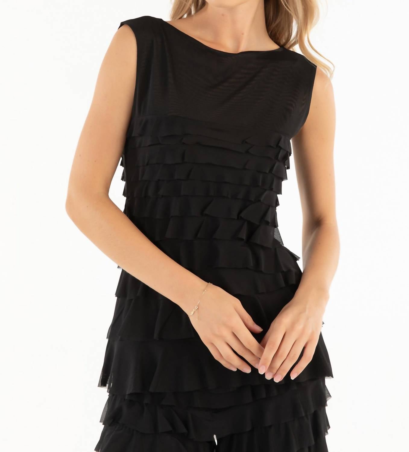 Isle By Melis Kozan - Mesh Ruffled Miramar Top