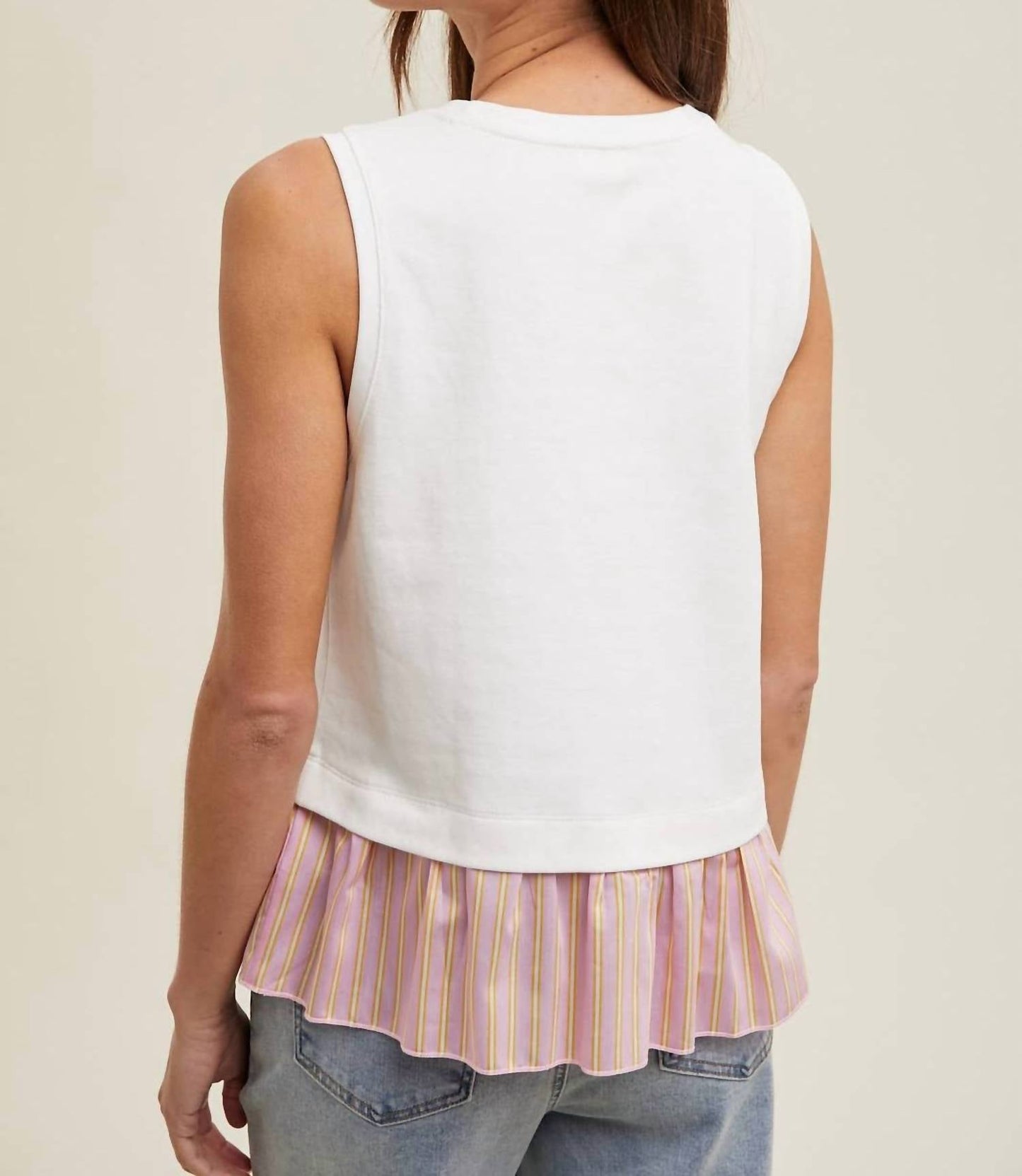 Wishlist - Twofer Striped Hem Knit Tank Top