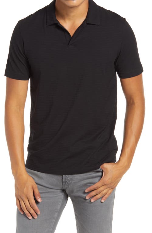 Theory Willem Flame Regular Fit Short Sleeve Slub Jersey Polo in Black, Size Large
