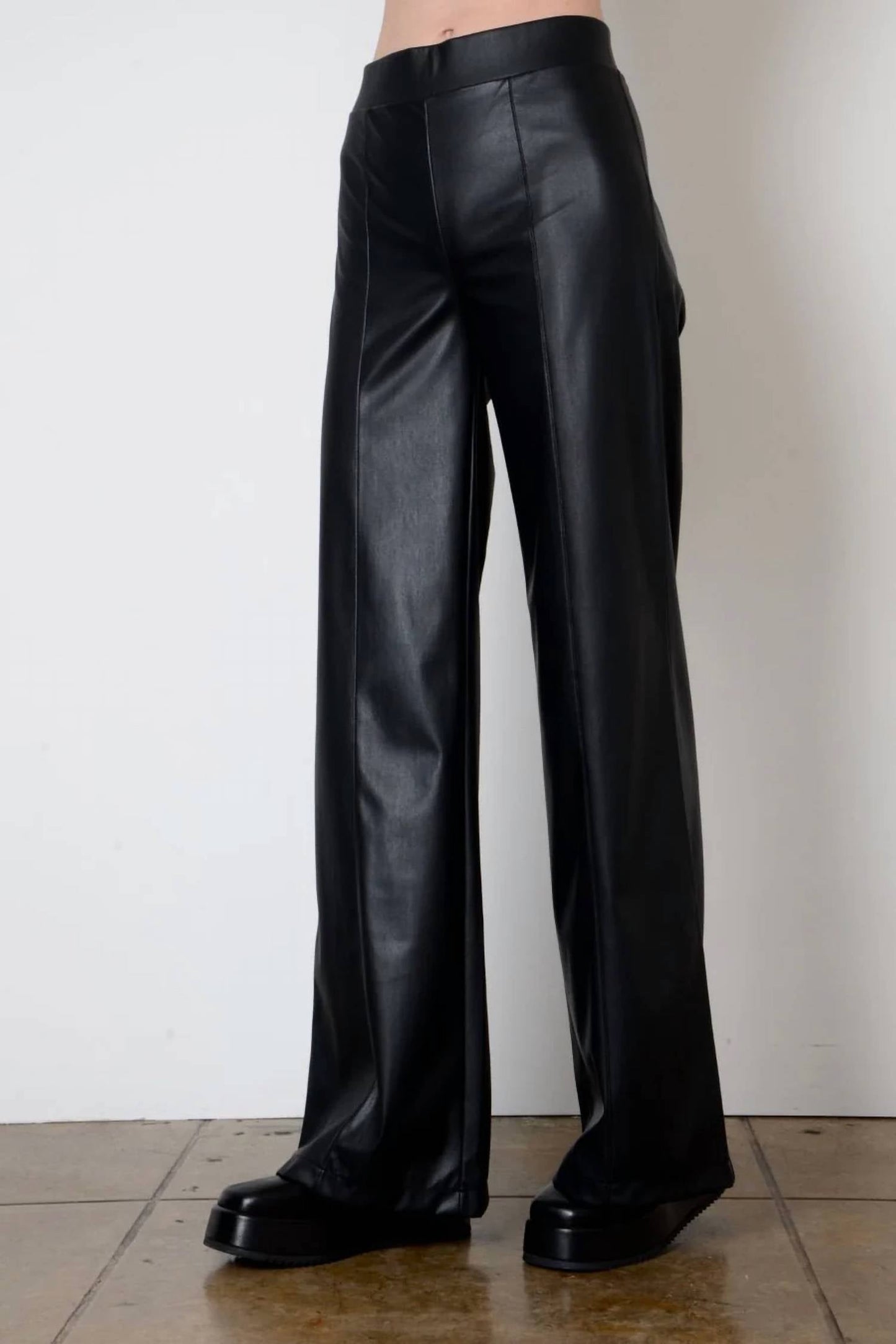 Elaine Kim - Vegan Leather Wide Pant