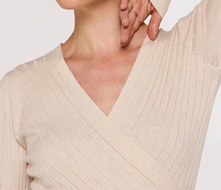 Apricot - Rib Knit Wrap Top Beige