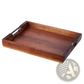 Acacia Wood Serving Tray with Black Metal Handles
