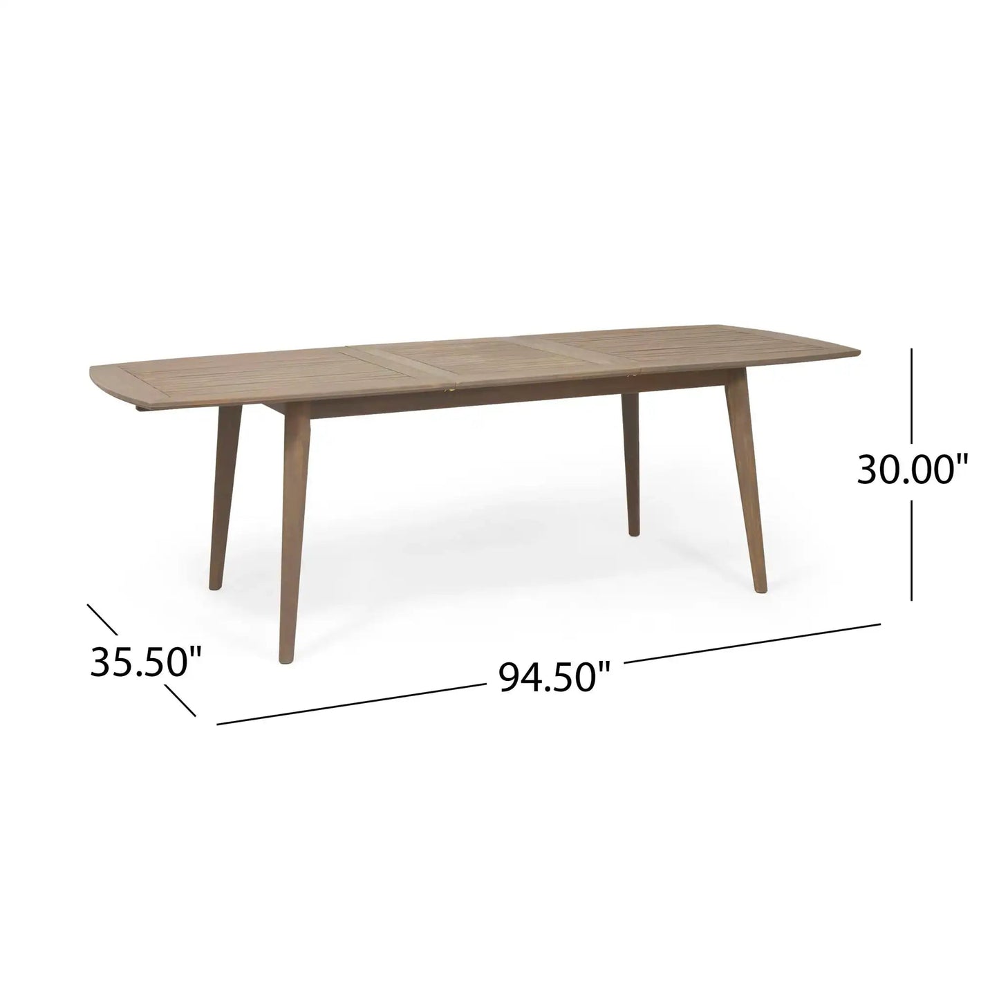 Placidity Outdoor Expandable Dining Table with Slatted Tabletop and Tapered Legs