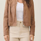 Able - Shirred Vegan Suede Zip Up Jacket