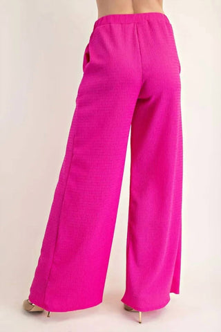 Trendsi - Celeste Textured Wide-Leg Pants with Pockets