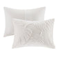 3 Piece Tufted Cotton Chenille Palm Comforter Set Off-White King/Cal King