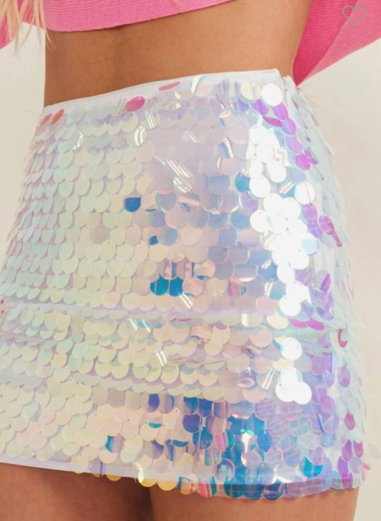 Cloud Ten - Pearl Iridescent Sequin Disc Mini Skirt