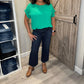 Judy Blue - High Waist Dark Cropped Wide Leg Raw Hem Denim