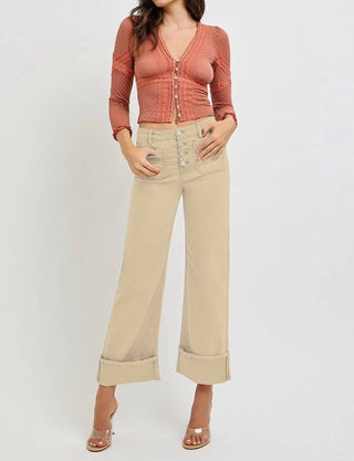 Risen - Latte High Rise Cuffed Jeans