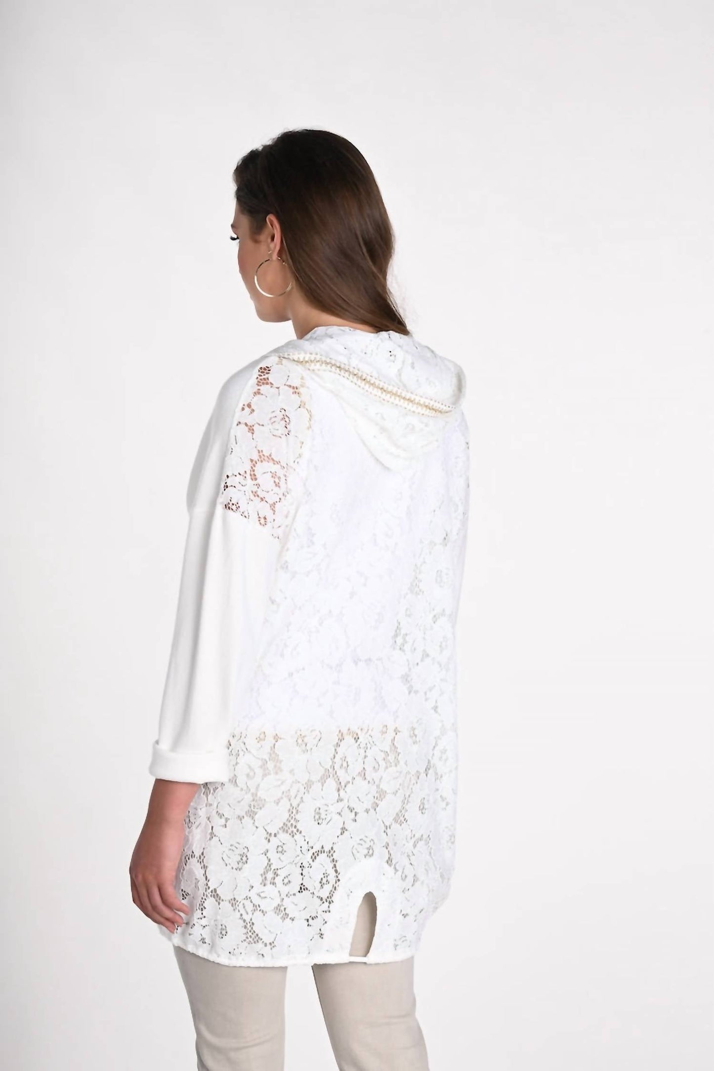 Frank Lyman - Lace-back Hooded Cardigan