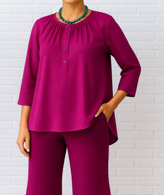 Diva Usa - Round Neck Button Up Knit Top