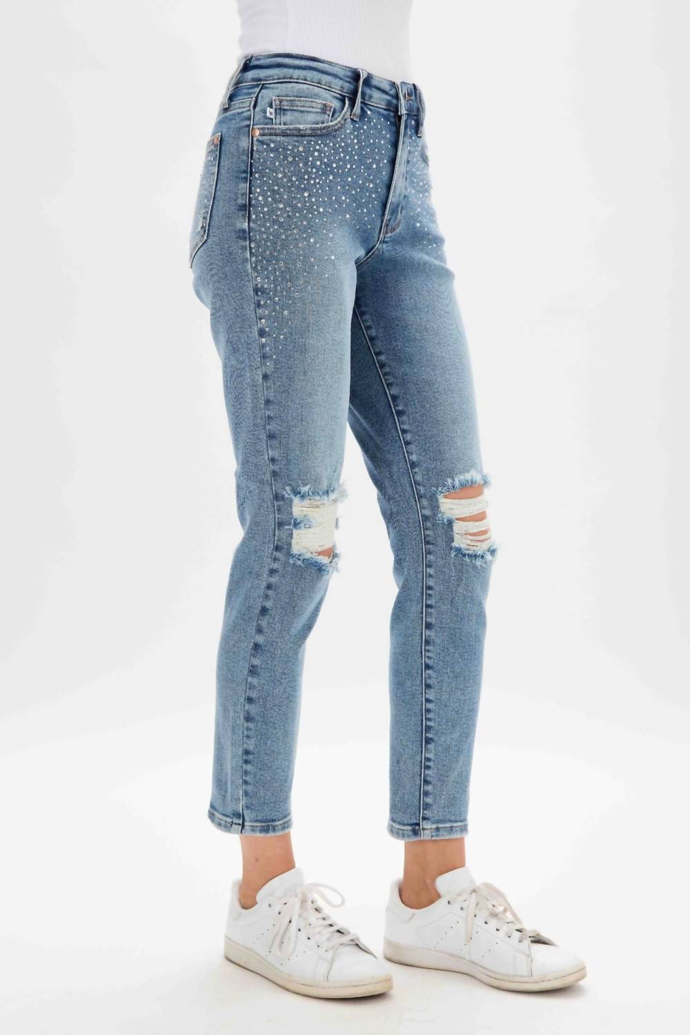 Judy Blue - High Waist Rhinestone Embellished Slim Denim Jeans