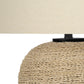 25" Table Lamp with Rattan Base and Linen Drum Shade