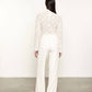 Enza Costa - Women's Puckered Lace Long Sleeves Cropped Mockneck