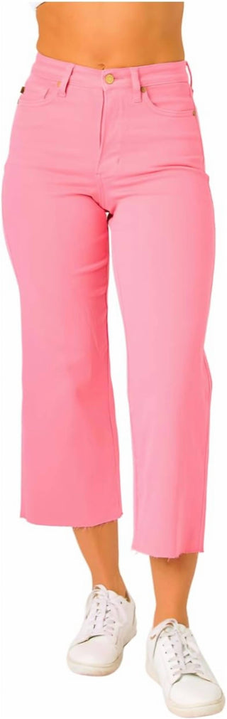 Judy Blue - High Rise Tummy Control Wide Leg Crop Jeans