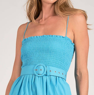 Elan - Jillian Smocked Belted Midi Dress