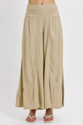 Risen - Shirring Detail Wide Leg Pants