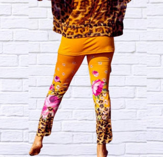 Calypso - Daniela Sienna Print Stretch Knit Leggings