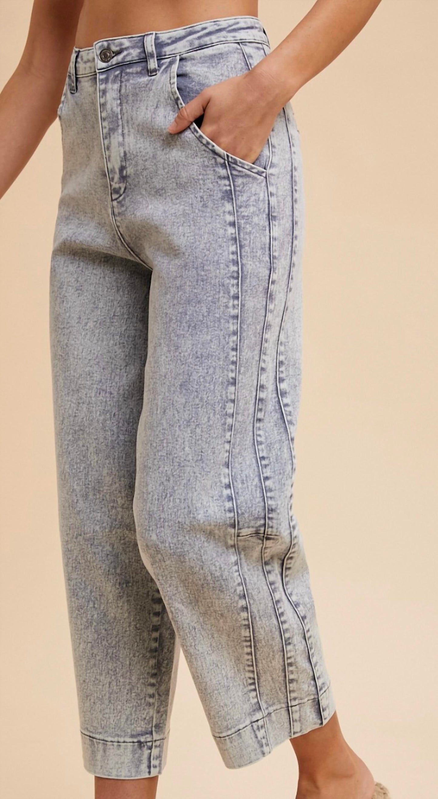 Anniewear - LYOCELL STRETCH STONE WASHED ARCHED BARREL JEANS