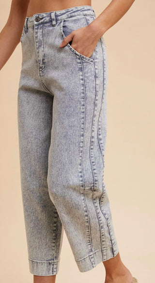 Anniewear - LYOCELL STRETCH STONE WASHED ARCHED BARREL JEANS