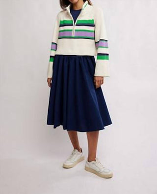 Free People - Striped Greta Half Zip Sweater