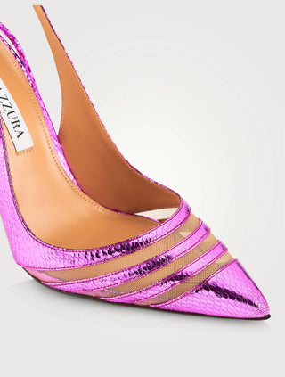 Aquazzura - Unfaithful Metallic Leather Ankle-tie Pumps 105