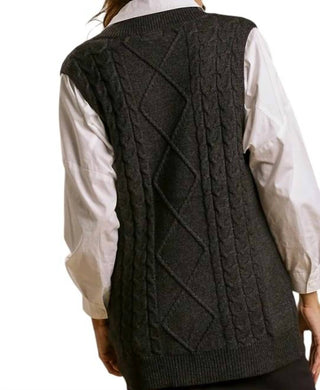 Umgee - Cable V-neck Sweater Vest
