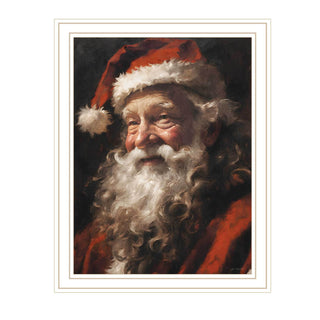 Trendy Decor 4U “Papa Noel” White Framed Wall Art by Jo Moulton