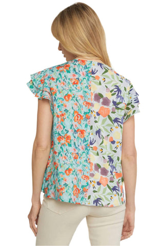 Entro - Mixed Print Surplice Top