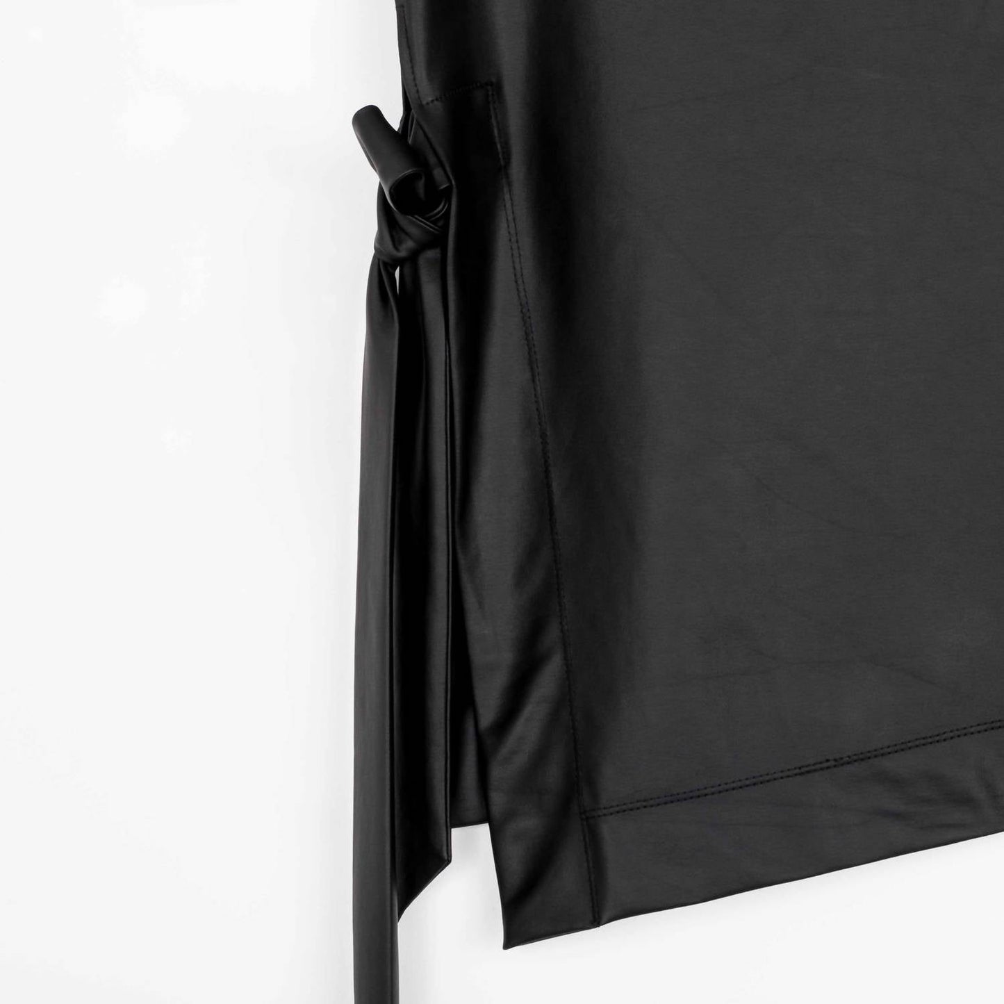 Clara Sunwoo - Liquid Leather Funnel Neck Side Vent Tie Tunic