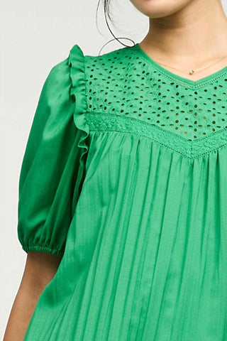 Current Air - Eyelet Ruffle Detail Mini Dress