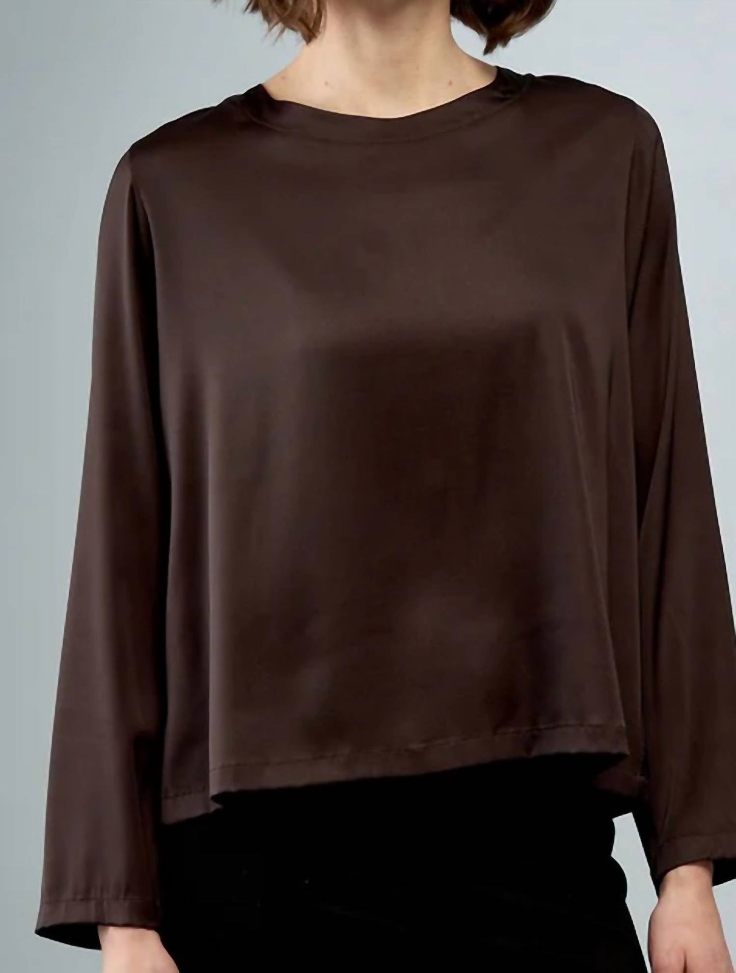 Insight - Satin Scoopneck Solid Blouse