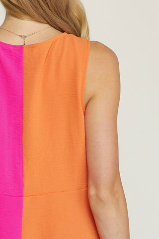 Entro - Twist Front Color Block Top