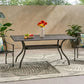 Celestine Outdoor Cast Aluminum Dining Table with Floral Lattice and Umbrella Holder