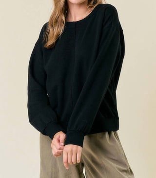 Doe And Rae - Fleece Drop Shoulder Long Sleeve Drawstring Back
