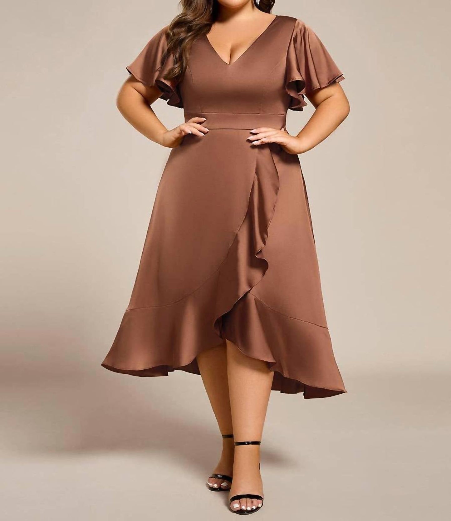 Ever-Pretty - Elegant Satin Midi Dress